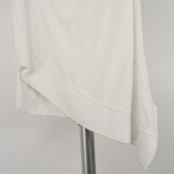 Club Monaco White Drape Plunge Cowlneck Asymmetrical Sleeveless Knit Top Sz M - Picture 3 of 11